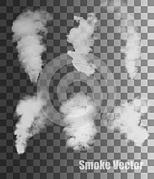 Smoke vectors on transparent background.