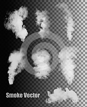 Smoke vectors on transparent background.