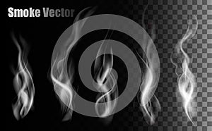 Smoke vectors on transparent background.