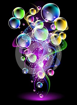 Smoke and versicoloured bubbles