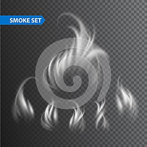 Smoke waves on transparent background. Vector