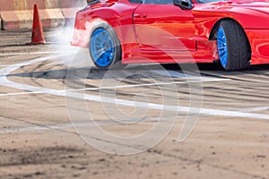 Smoke on wheel and Speed of drift race car