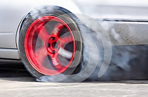 Smoke on wheel and Speed of drift race car