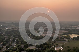 Smoke From Wildfires Obscures the View Over Suburbs