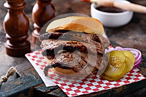 Smoked beef brisket sandwich