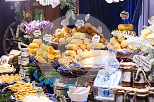 Smoked cheese Christmas market stall