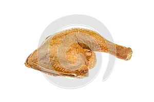Smoked chicken leg isolated on white background