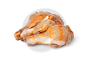 Smoked chicken legs isolated on white.