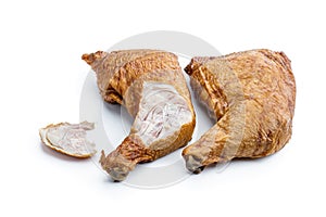 Smoked chicken legs isolated on a white