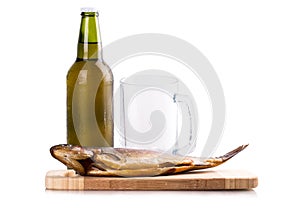 Smoked fish glass bottle beer