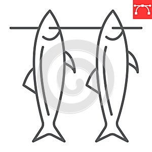 Smoked fish line icon