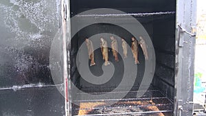 Smoked fish in smokehouse box