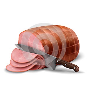 Smoked ham isolated
