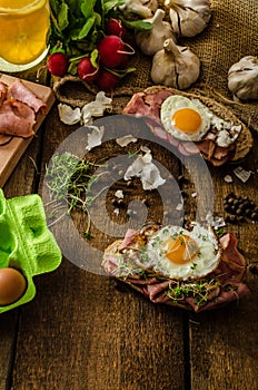 Smoked ham sandwich, rustic bread