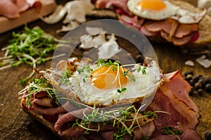 Smoked ham sandwich, rustic bread