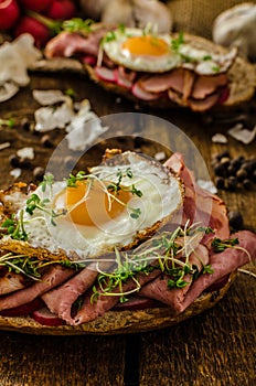 Smoked ham sandwich, rustic bread