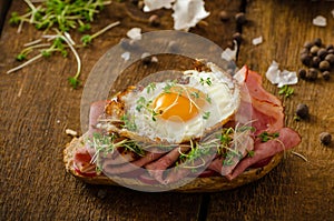 Smoked ham sandwich, rustic bread