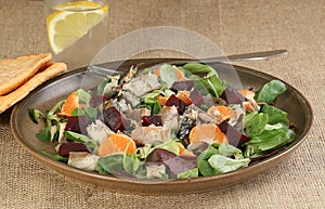 Smoked mackerel with beetroot and orange salad