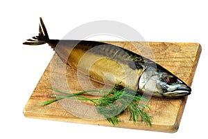 Smoked mackerel fish photo