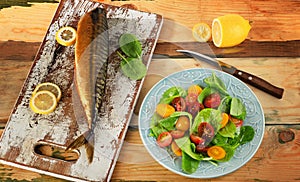 Smoked mackerel with lemon