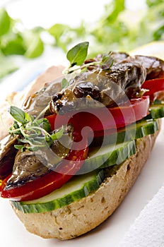 Smoked oysters with tomato and cucumber