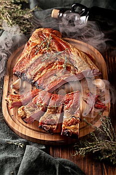 Smoked pork ribs with spices