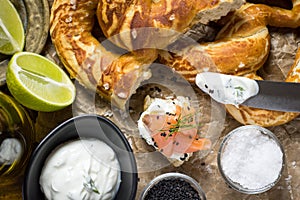 Smoked Salmon Canape with Cream Cheese, Fresh Dill and Black Sesame