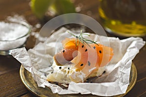 Salmon Canape with Cream Cheese, Fresh Dill and Black Sesame