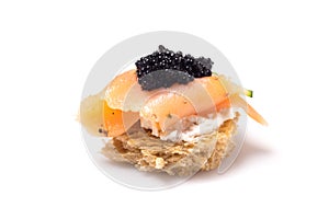 Smoked Salmon Canapes with Sour Cream and Caviar