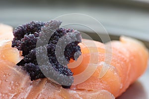 Smoked salmon and caviar.