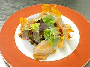 Smoked salmon and nasturtium