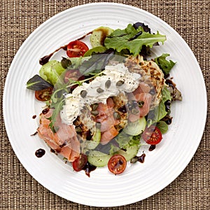 Smoked Salmon Salad with Potato Rosti