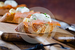 Smoked salmon slices