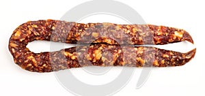 Smoked sausage isolated on white background