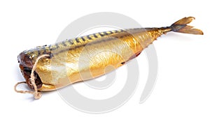 Smoked Scomber fish isolated on white background photo