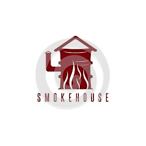 Smokehouse vector concept with barrel