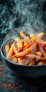 Smokeinfused French fries, deepfried fast food staple