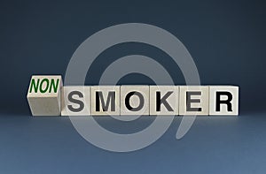 Smoker or non-smoker. Cubes form the words Smoker or Non smoker