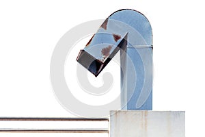 Smokestack, flue, chimney of industrial factory isolated on white background