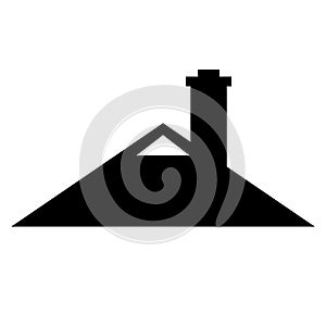 Smokestack on roof icon on white background. smokestack sign. roof with chimney symbol. smokestack on rooftop. flat style