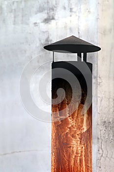 Smokestack steel on Industrial roof or home, smokestack small flue chimney with Smoke pollution, smokestack, flue, chimney