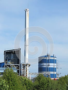 Smokestack and tank