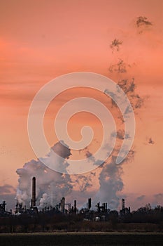 Smokestacks Emiting Gases into Atmosphere