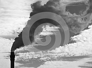 Smoking chimney producing greenhouse gasses