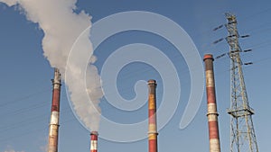 Smoking chimneys of a coal power plant.