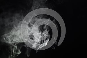 Smoking, cigarette and dark or black background with pattern, texture and mockup for abstract art of gas or cloud design
