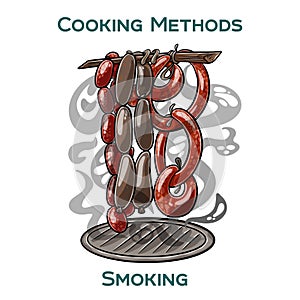 Smoking. Cooking methods. Hand-drawn vector illustration