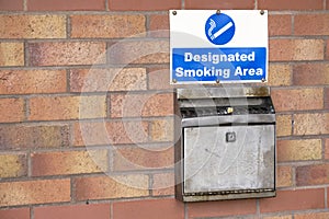 Smoking designated area and wall ash tray metal box for cigarette and vaping vapour area