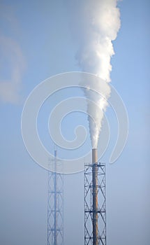 Smoking electrical plant chimney