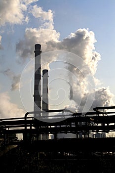 Smoking factory chimneys